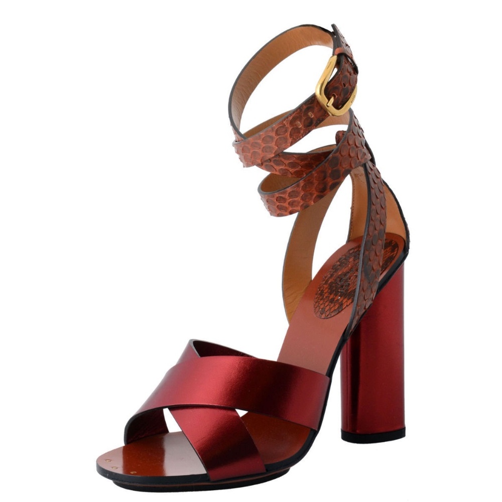 NIB GUCCI $1195 GENUINE PYTHON LEATHER SANDALS SHOES
